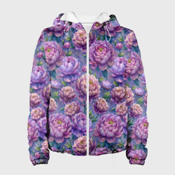 Крупные пионы   садовые дачные цветы паттерн – Женская куртка 3D с принтом купить со скидкой в -10%