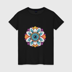 Мандала цветок с глазом – Женская футболка хлопок с принтом купить со скидкой в -20%