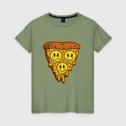 Happy nation pizza – Женская футболка хлопок с принтом купить со скидкой в -20%