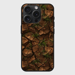 Чехол силиконовый для Apple iPhone 15 Pro матовый Текстура элементаля земли