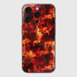 Чехол для iPhone 15 Pro силиконовый с защитой камеры Огненный элементаль