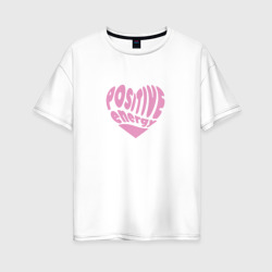 Розовое сердечко позитивная энергия в стиле y2k – Женская футболка хлопок Oversize с принтом купить со скидкой в -16%