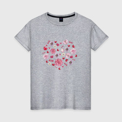 Сердечко с цветами – Женская футболка хлопок с принтом купить со скидкой в -20%