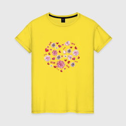 Сердечко с цветами – Женская футболка хлопок с принтом купить со скидкой в -20%