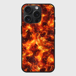 Чехол силиконовый для Apple iPhone 15 Pro матовый Текстура элементаля огня