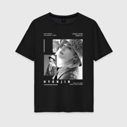 Stray kids Hyunjin – Женская футболка хлопок Oversize с принтом купить со скидкой в -16%