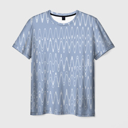 Кривые линии серо-голубой – Мужская футболка 3D с принтом купить со скидкой в -26%
