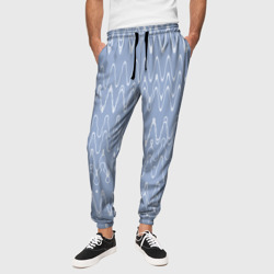 Кривые линии серо-голубой – Мужские брюки 3D с принтом купить