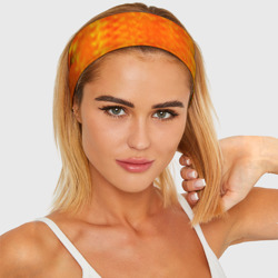 Повязка с принтом Ярко-оранжевый абстрактный полосами для женщины, вид на модели спереди №2. Цвет основы: белый