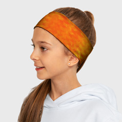 Повязка с принтом Ярко-оранжевый абстрактный полосами для женщины, вид на модели спереди №7. Цвет основы: белый