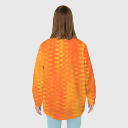 Рубашка с принтом Ярко-оранжевый абстрактный полосами для любого человека, вид сзади №2. Цвет основы: белый