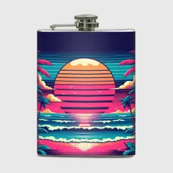 Фляга Закат на пляже vaporwave