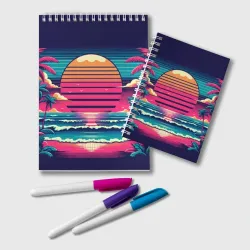 Блокнот Закат на пляже vaporwave