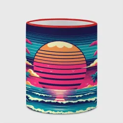 Кружка с полной запечаткой Закат на пляже vaporwave - фото 2