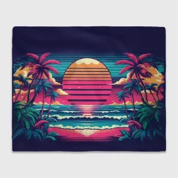Плед 3D Закат на пляже vaporwave
