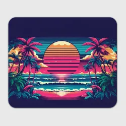 Прямоугольный коврик для мышки Закат на пляже vaporwave