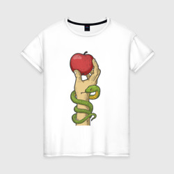 Яблоко и змея – Женская футболка хлопок с принтом купить со скидкой в -20%