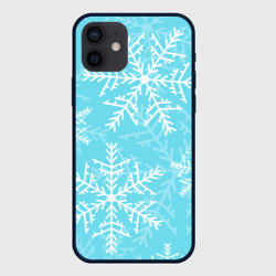 Снежинки на голубом фоне – Чехол для iPhone 12 Mini с принтом купить