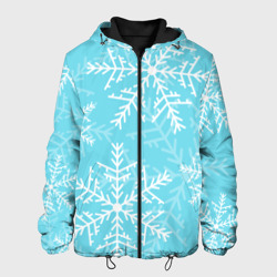 Снежинки на голубом фоне – Мужская куртка 3D с принтом купить со скидкой в -10%