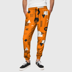 Геометрия в стиле мемфис на оранжевом – Мужские брюки 3D с принтом купить