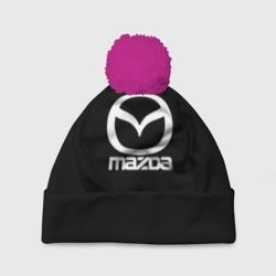 Mazda logo white – Шапка 3D c помпоном с принтом купить
