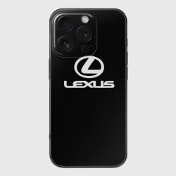 Чехол для iPhone 16 Pro силиконовый с защитой камеры Lexus white logo