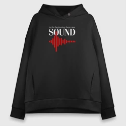 Женское худи Oversize хлопок Sound wave in red white
