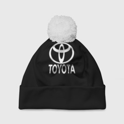 Toyota white logo – Шапка 3D c помпоном с принтом купить