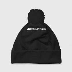 Amg logo white – Шапка 3D c помпоном с принтом купить