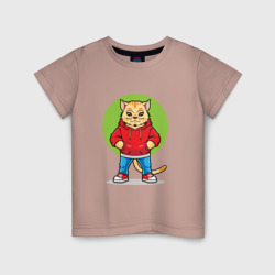 Забавный модный кот  – Детская футболка хлопок с принтом купить со скидкой в -20%