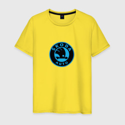 Skoda logo blue – Мужская футболка хлопок с принтом купить со скидкой в -20%