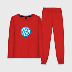 Volkswagen logo blue – Женская пижама с лонгсливом хлопок с принтом купить