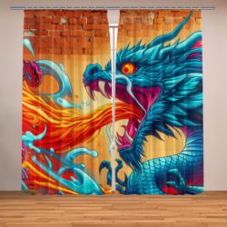 Сказочный дракон - граффити – Фотошторы с принтом купить
