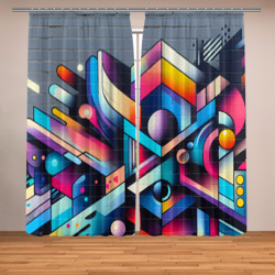 Геометрическое абстрактное граффити - нейросеть – Фотошторы с принтом купить