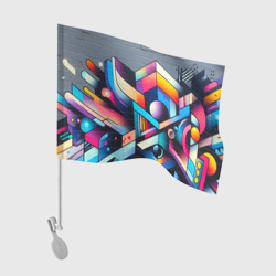 Геометрическое абстрактное граффити - нейросеть – Флаг для автомобиля с принтом купить