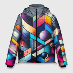 Геометрическое абстрактное граффити - нейросеть – Мужская зимняя куртка 3D с принтом купить