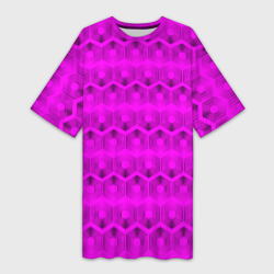 Геометрический узор цвета фуксия – Платье-футболка с принтом купить со скидкой в -9%