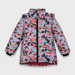 Неоновый пиксельный камуфляжный паттерн – Зимняя куртка для девочек 3D с принтом купить