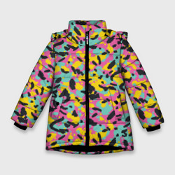 Пиксельный камуфляжный паттерн в неоновых цветах – Зимняя куртка для девочек 3D с принтом купить