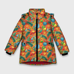Летние каникулы микс   из паттерна – Зимняя куртка для девочек 3D с принтом купить