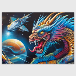 Фантастический космический дракон - нейросеть – Поздравительная открытка с принтом купить