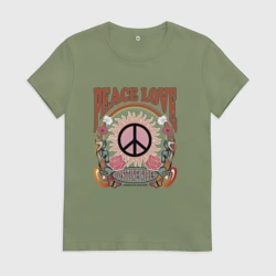 Женская футболка хлопок Мир и любовь арт