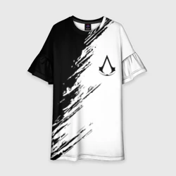 Детское платье 3D Ассасинс Крид - белый и черный цвет