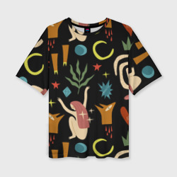 Мистический лес со змеей и женщиной – Женская футболка oversize 3D с принтом купить со скидкой в -50%