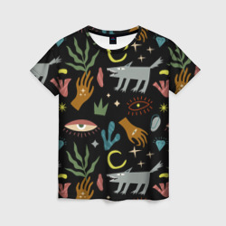 Мистический лес с волком – Женская футболка 3D с принтом купить со скидкой в -26%