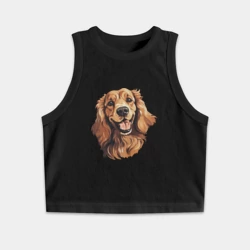 Женская укороченная майка-топ хлопок Портрет кокер-спаниеля