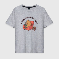 Капибара интроверт уютно сидит в кресле и читает книгу – Мужская футболка хлопок Oversize с принтом купить со скидкой в -16%