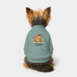 Свитшот для собак хлопок Смешная капибара в очках на пляже где мой билет на море - фото 2