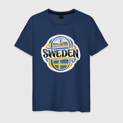 Sweden – Мужская футболка хлопок с принтом купить со скидкой в -20%