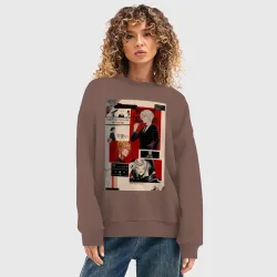 Женский свитшот oversize без начеса хлопок Патриотизм Мориарти Луис Джеймс коллаж - фото 2